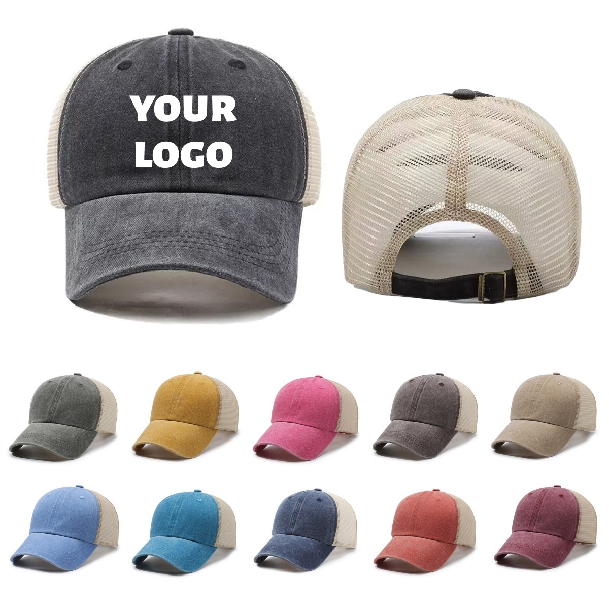 Custom Logo Washed Mesh Cap Br - Visor Sun Hat reseña y precio