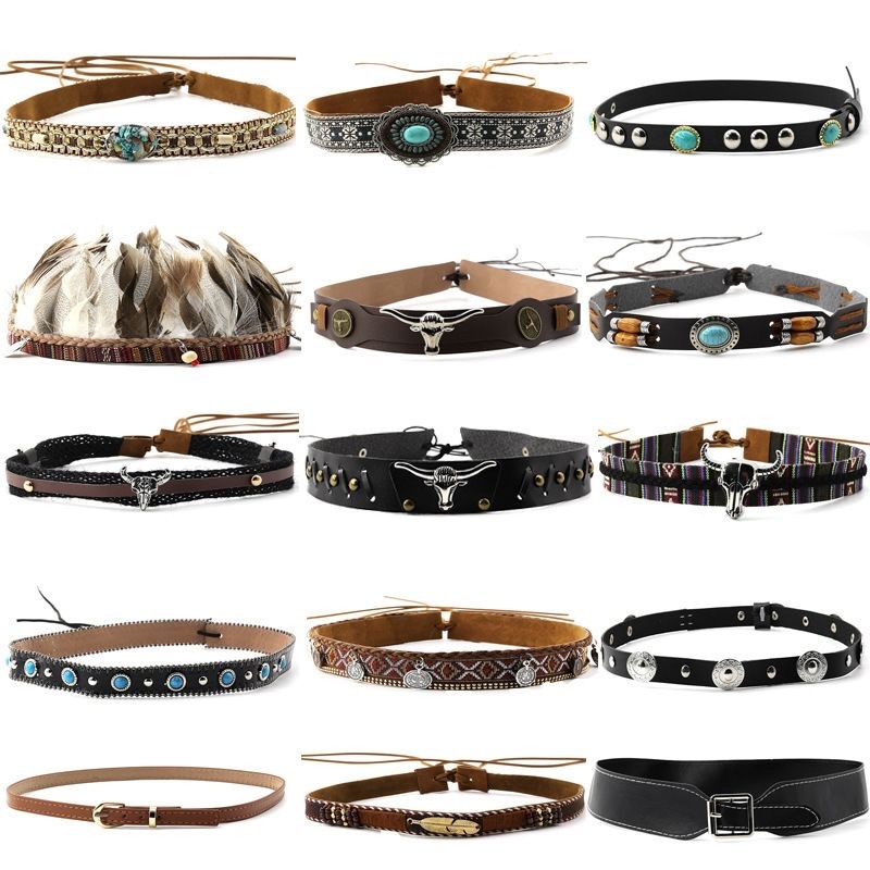 Retro Ethnic Style Belt, Headb - Cowboy Hat Straw reseña y precio