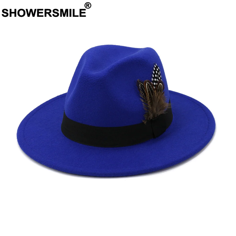 SHOWERSMILE Royal Blue Women M - Fedora Hat Wool reseña y precio