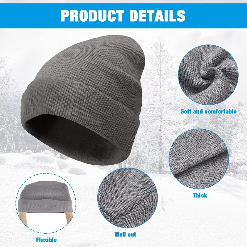 1pc Winter Warm Thick Beanie H - Beanie Cuffed Knit reseña y precio