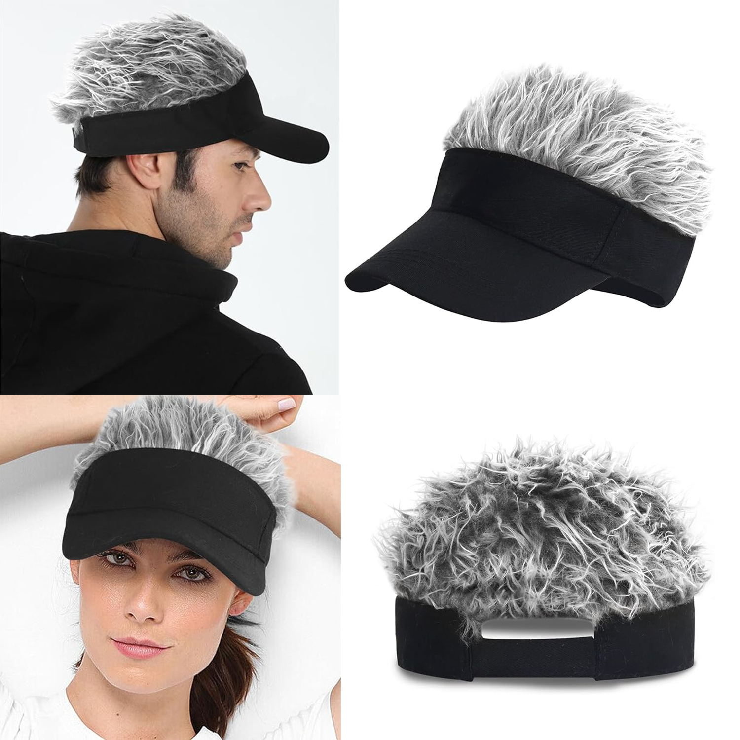 Men's Visor with Hair Fake Hai - Visor Sun Hat reseña y precio