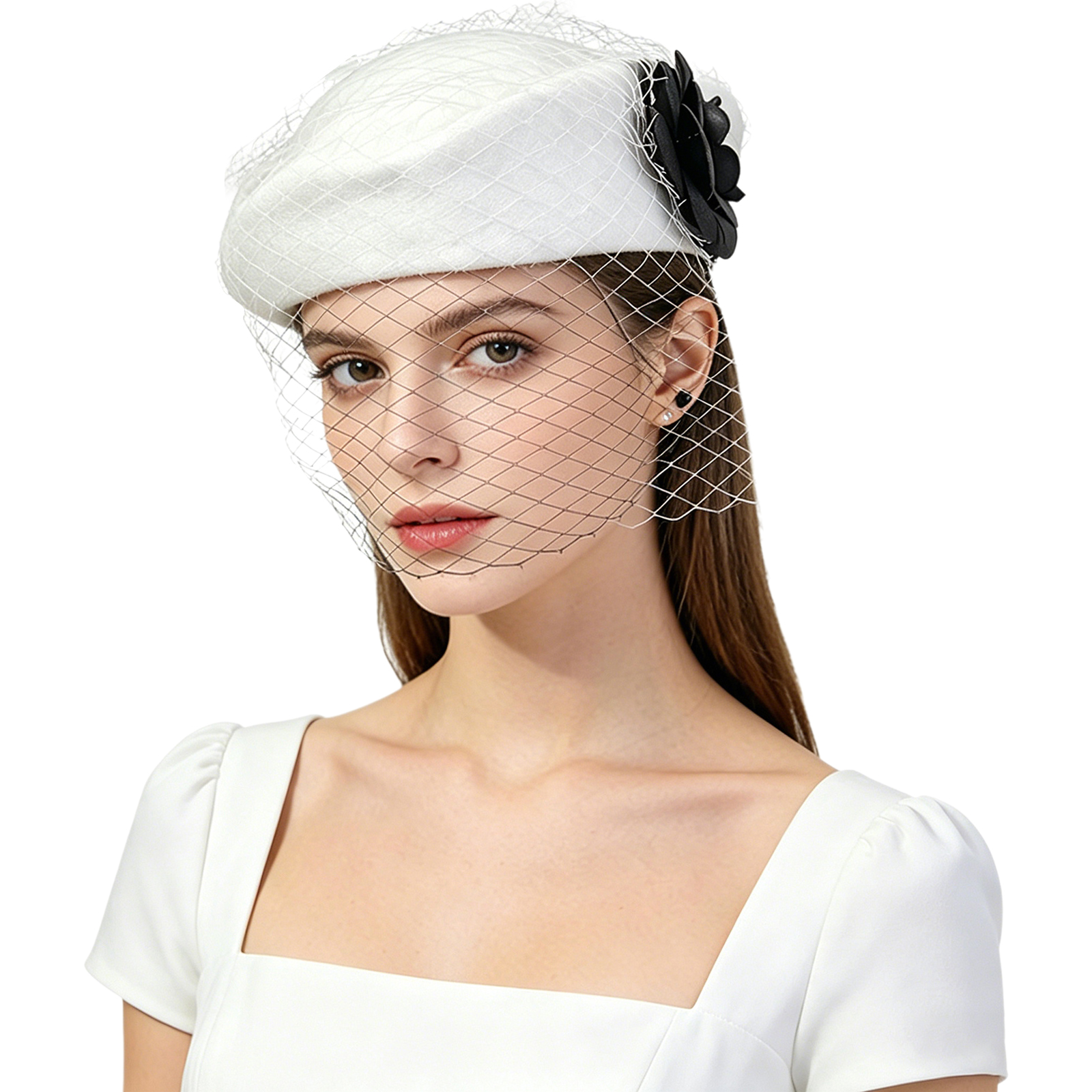 Vintage Artificial Flower Brid - Beret French Wool reseña y precio