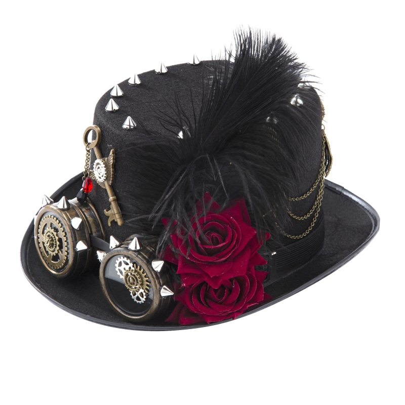 Y166 Vintage Steampunk Hat Top - Fedora Hat Wool reseña y precio